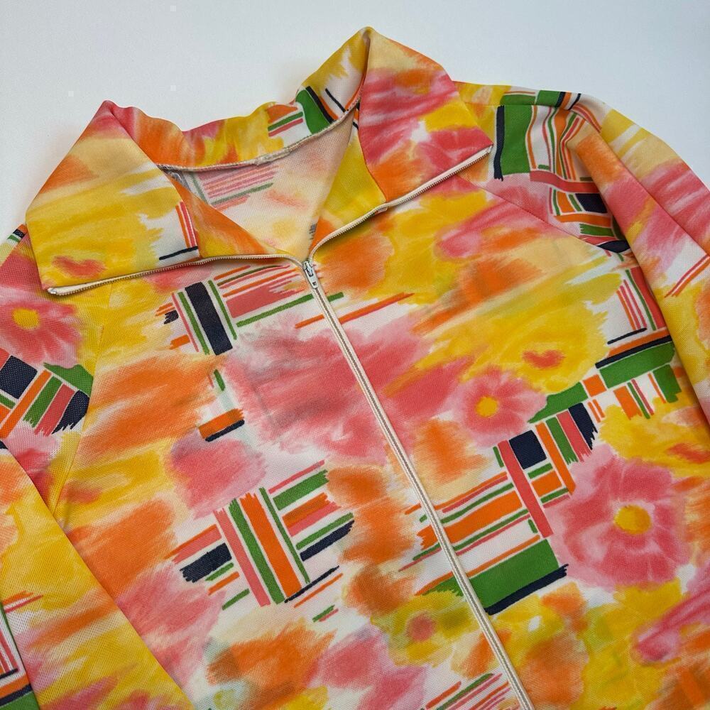 Vintage 1970’s Zip Front Double Knit Robe / Mumu - Picture 2 of 6